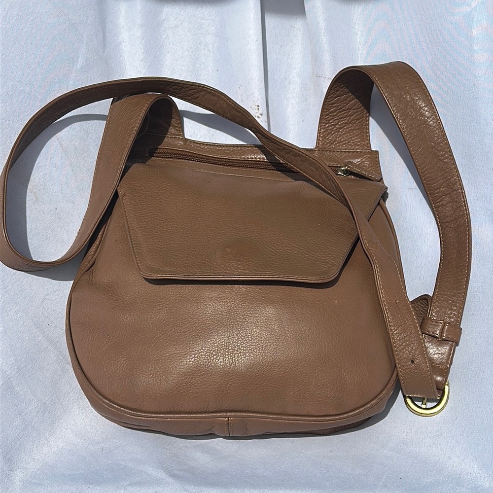 JPOurse & Cie Ranger Leather Crossbody Bag Tan Cowhide Leather Old Money